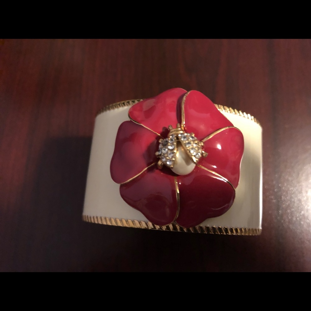 Stella & Dot Enamel Flower W Rhinestone Lady Bug View 2